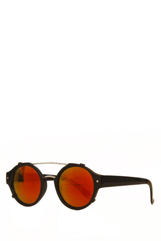 FLICK Round Revo Sunglasses with Red Lenses