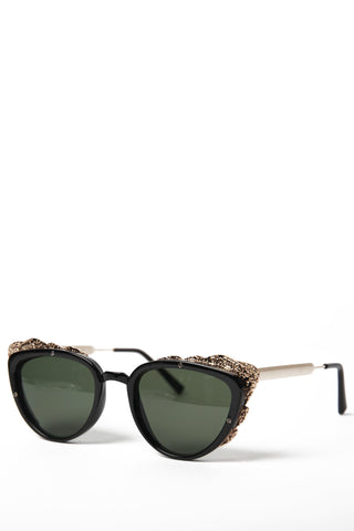 PROTOPUNK Cat Eye Black and Gold Sunglasses